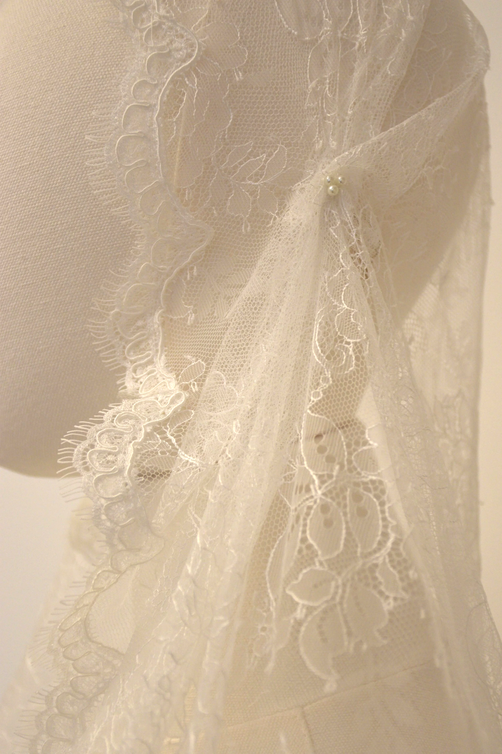 Juliette Chantilly French Lace Veil Handmade in NYC - NK Bride
